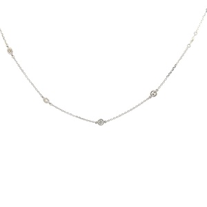 14Kt White Gold Diamond By The Inch Necklace With (12) Round Diamonds Weighing 0.92cttw