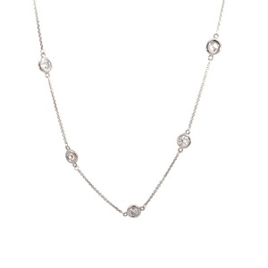 14Kt White Gold Diamond By The Inch Necklace With (12) Round Diamonds Weighing 2.57cttw