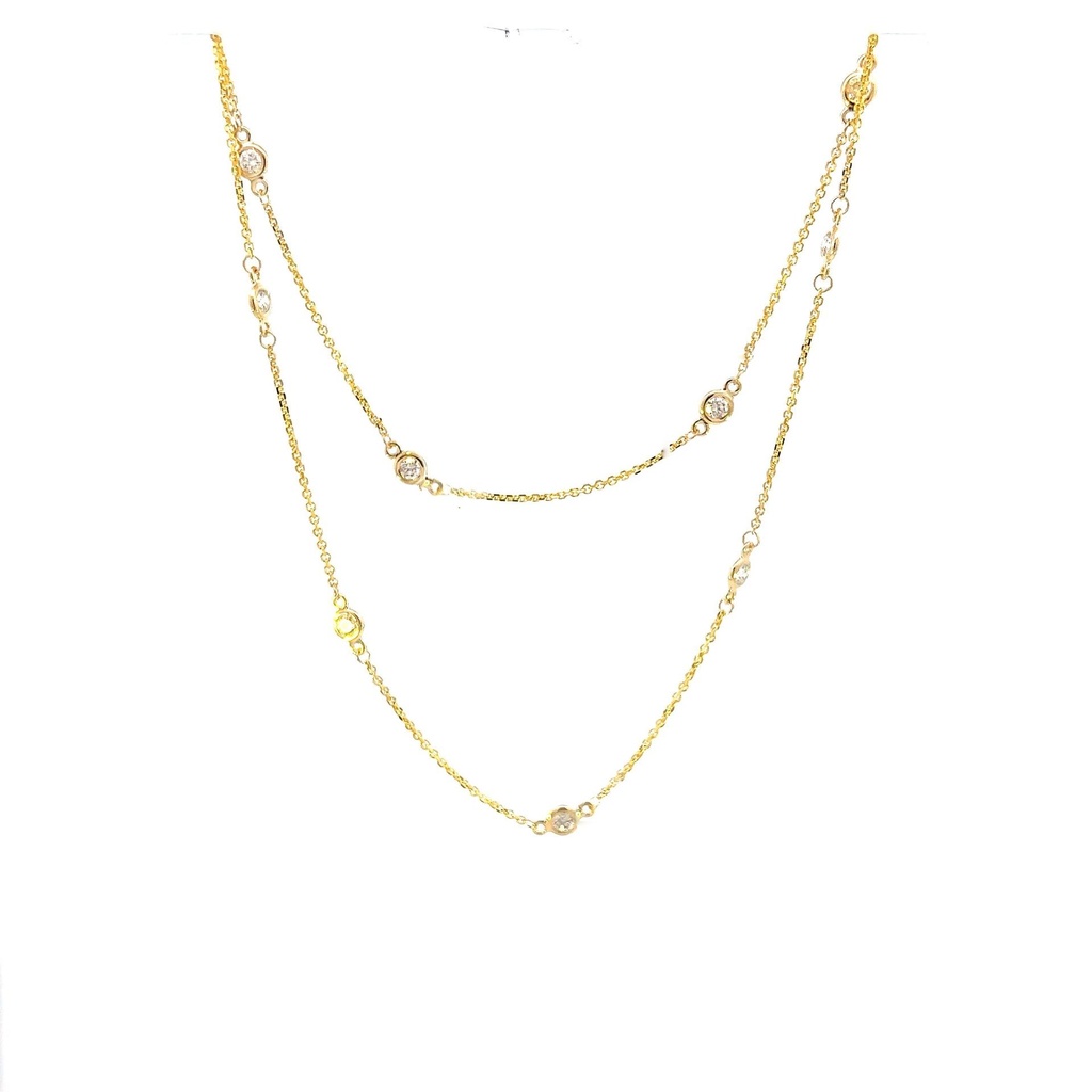 14Kt Yellow Gold Diamond By The Inch Necklace With (12) Round Diamonds Weighing 0.70cttw