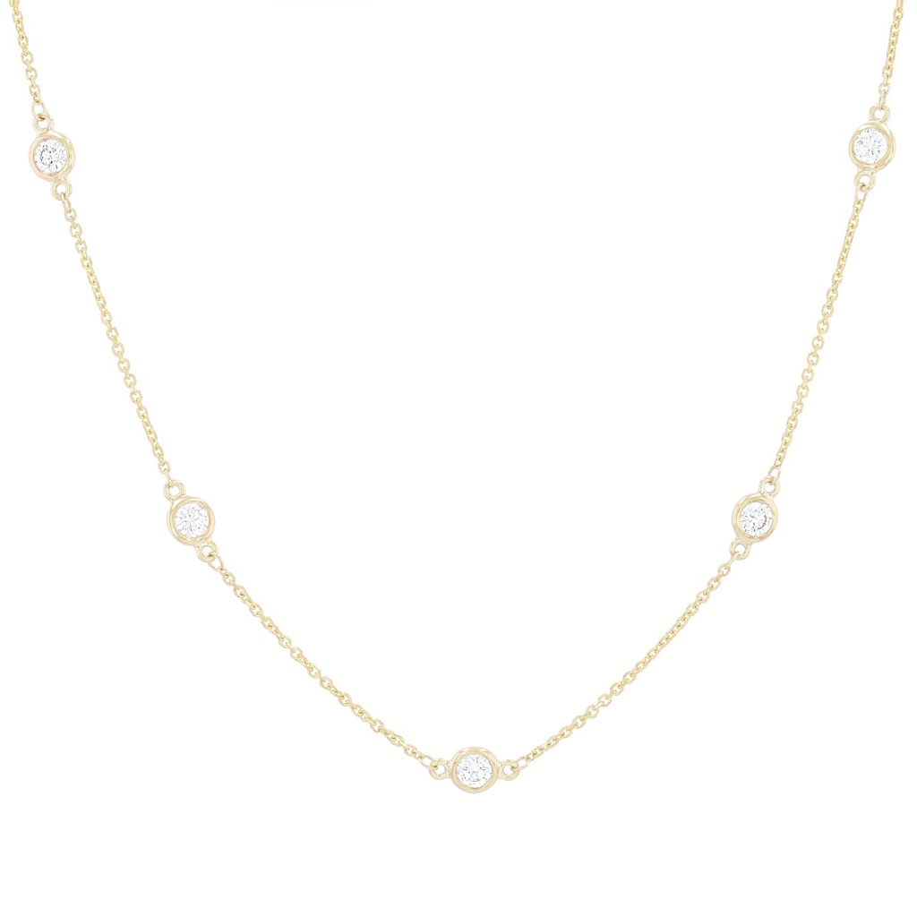 14Kt Yellow Gold Diamond By The Inch Necklace With (12) Round Diamonds Weighing 2.57cttw