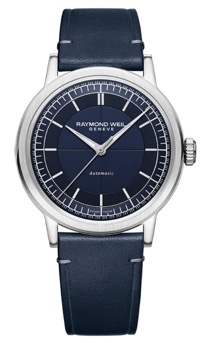 39.5mm Millesime Automatic Watch With A Blue Dial And A Blue Leather Strap