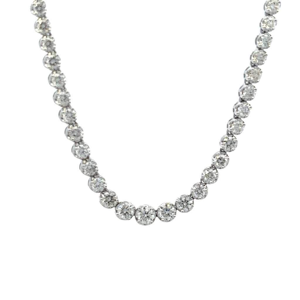 14Kt White Gold Riviera Necklace With (115) Round Diamonds Weighing 10.30cttw