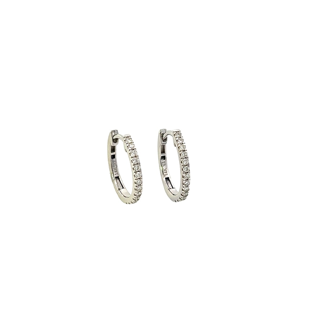 14Kt White Gold Hoops With (26) Round Diamonds Weighing 0.30cttw