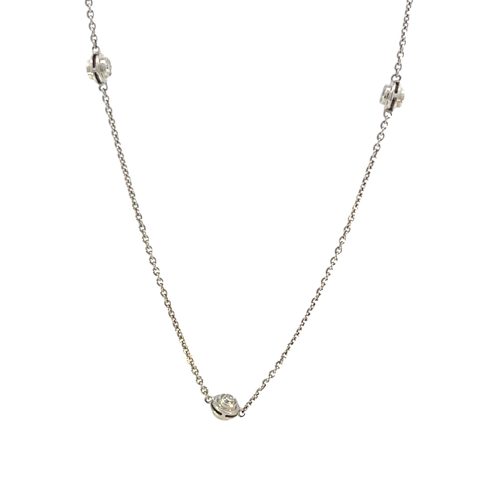 14Kt White Gold Double Sided Diamond By The Inch Necklace With (10) Round Diamonds Weighing 1.20cttw