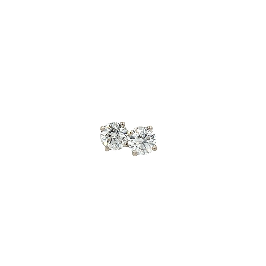 Round Brilliant Cut Diamonds Studs 1.80cttw F/SI2 GIA7478522347 GIA3465573568 14Kt White Gold Basket Set Pushbacks