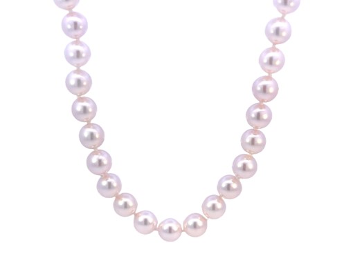 14Kt White Gold Pearl Strand With (46) 8x7.5mm Cultured Pearls
