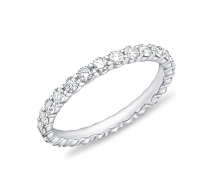 18Kt White Gold Petite Prong Eternity Band With (25) Round Diamonds Weighing 0.98cttw