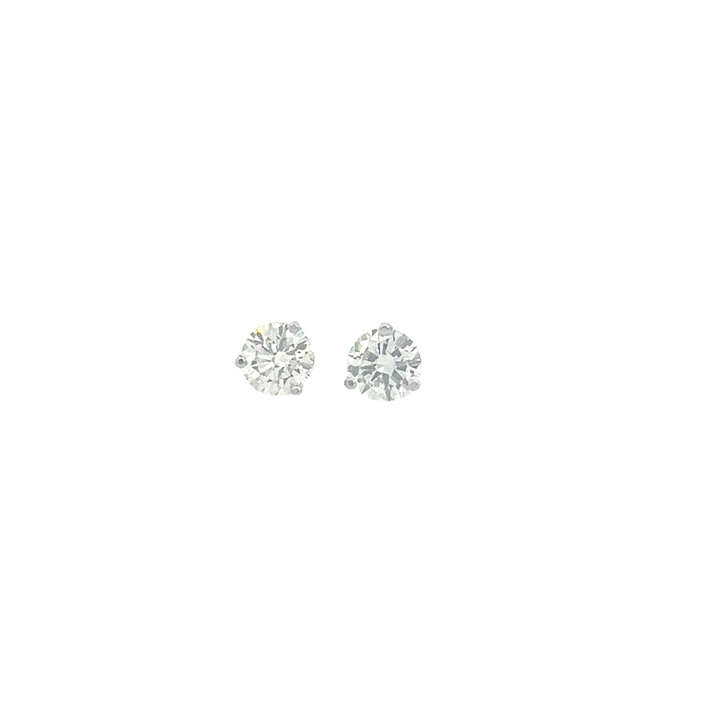 [EARRINGS] Round Brilliant Cut Diamond Studs 2.01ct J/SI1-2 Martini Pushbacks