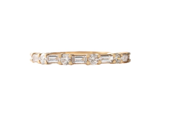 14Kt Yellow Gold Band With (6) Baguette And (5) Round Diamonds Weighing 0.50cttw