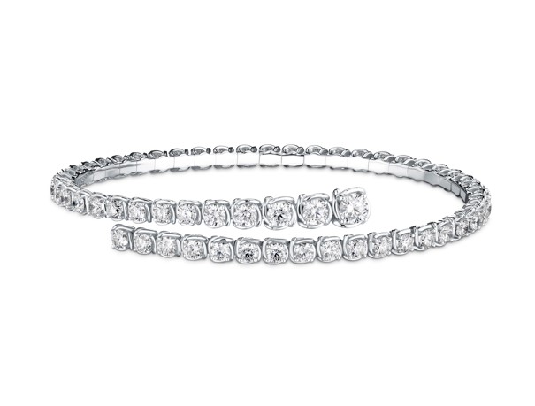 18Kt White Gold Wrap Bracelet With (57) Round Diamonds Weighing 4.19cttw