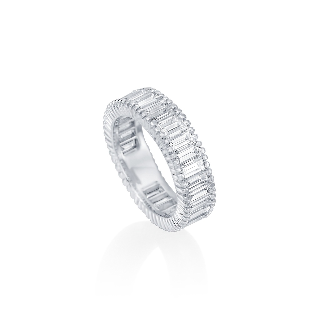 Platinum Near Eternity Band With (26) Baguette Diamonds Weighing 4.50cttw