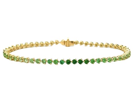 18Kt Yellow Gold Tsavorite Graduated Color Line Bracelet 3.70cttw