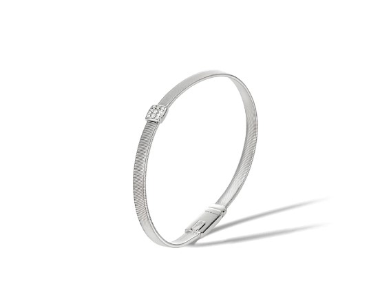 18Kt White Gold Masai Bracelet With (9) Round Diamonds Weighing 0.07cttw