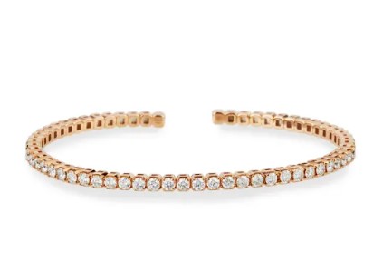 18Kt Rose Gold Open Flex Bangle With (30) Round Diamonds Weighing 1.50cttw
