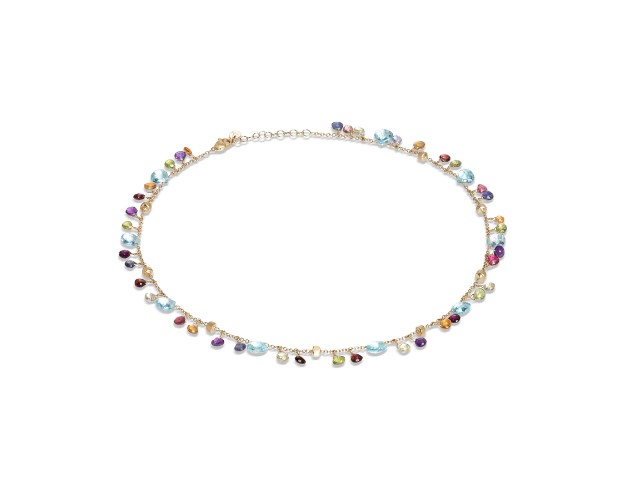 [CB2584-E MIX01T Y 02] 18Kt Yellow Gold Paradise Necklace With Mixed Gemstones 16.5"