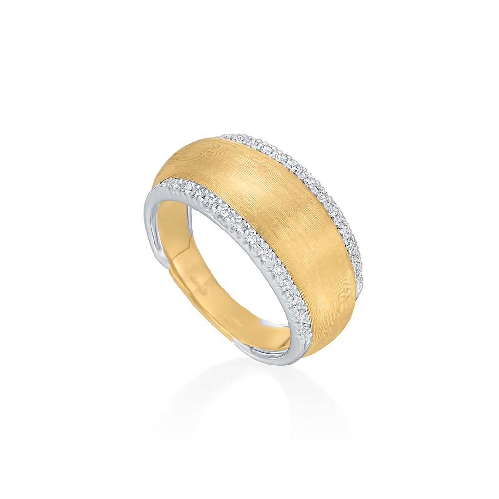 18Kt Two Toned Lucia Ring With (26) Round Diamonds Weighing 0.18cttw