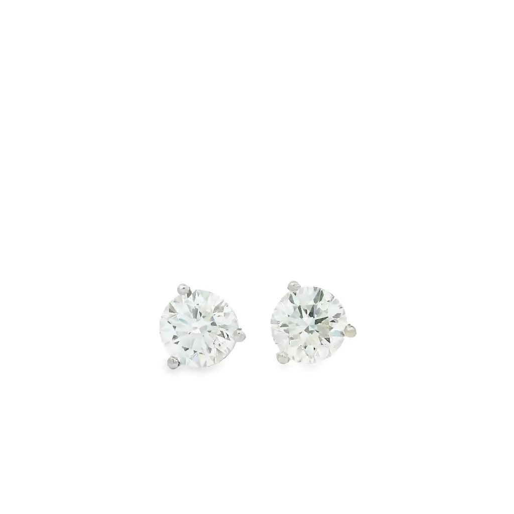 [S12293] Round Brilliant Cut Diamond Studs 2.00cttw J/SI2 GIA1509426989 GIA2508659160 14Kt White Gold Martini Pushbacks