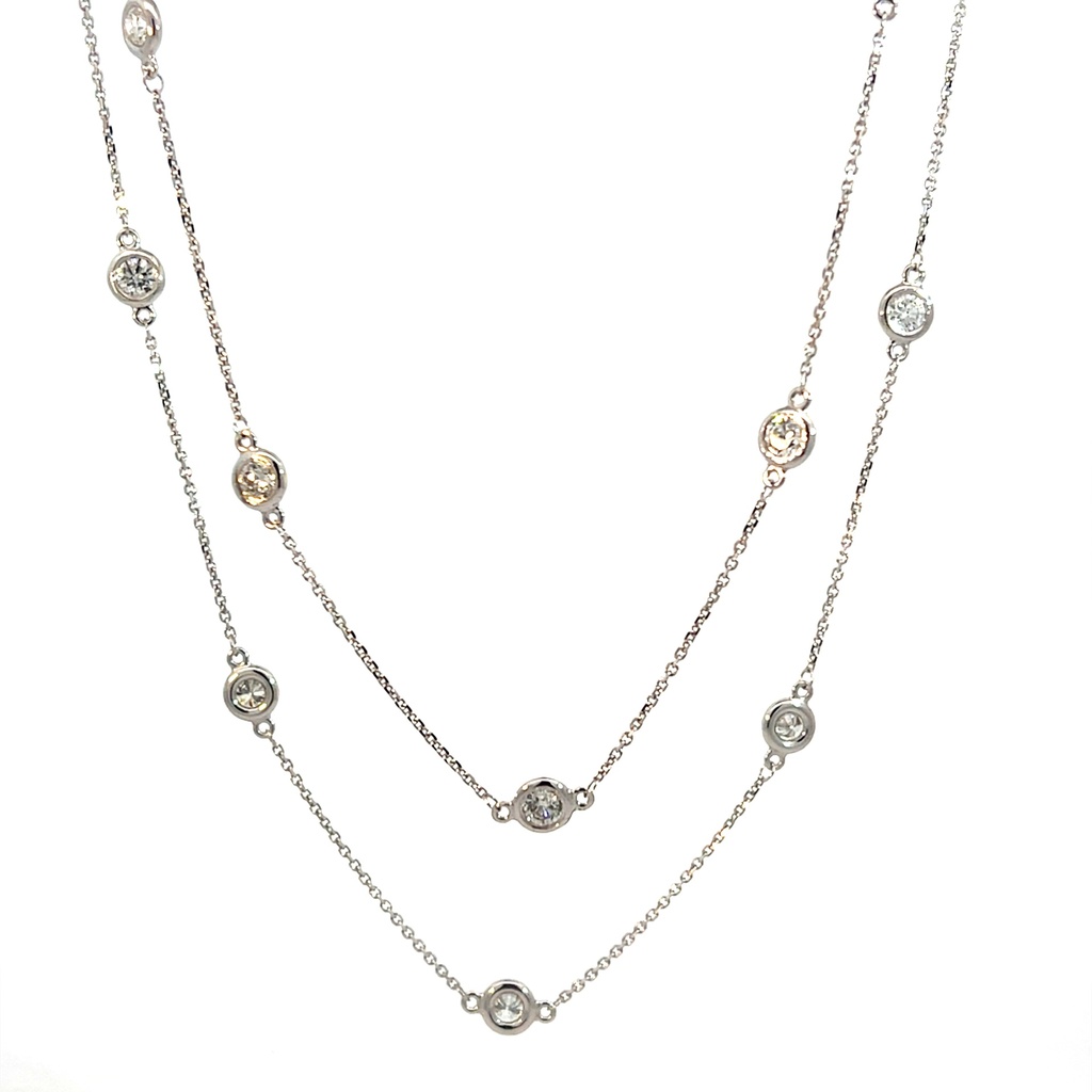 14Kt White Gold Diamonds by The Inch Necklace With (24) Round Diamonds Weighing 3.60ctw