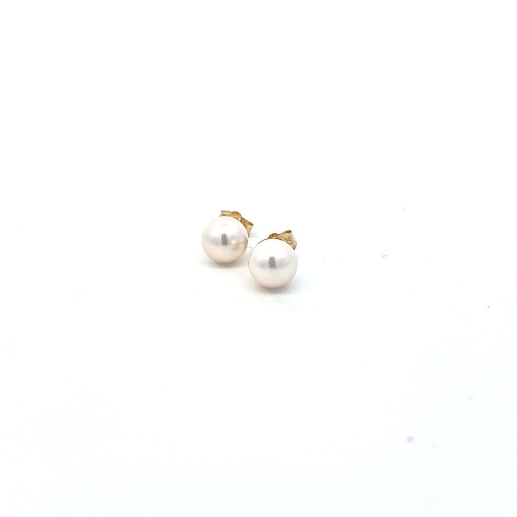 [7CPE] 14Kt Yellow Gold 7mm Pearl Stud Earrings