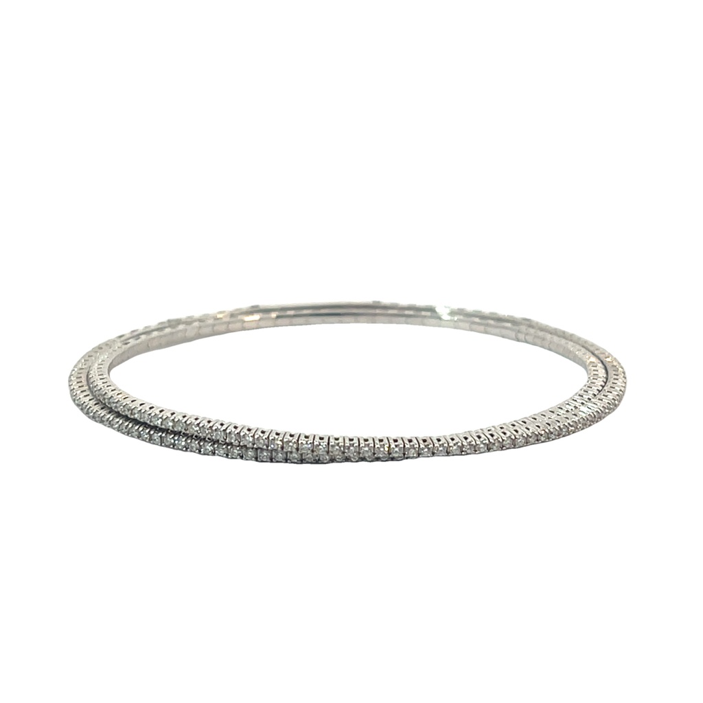 14Kt White Gold Crossover Flex Bracelet With (150) Round Diamonds Weighing 1.36cttw