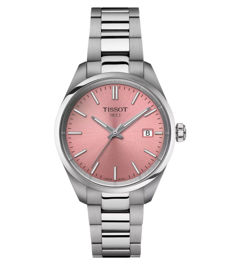 34mm PR 100 Quartz Pink Dial Watch With A Stainless Steel Strap