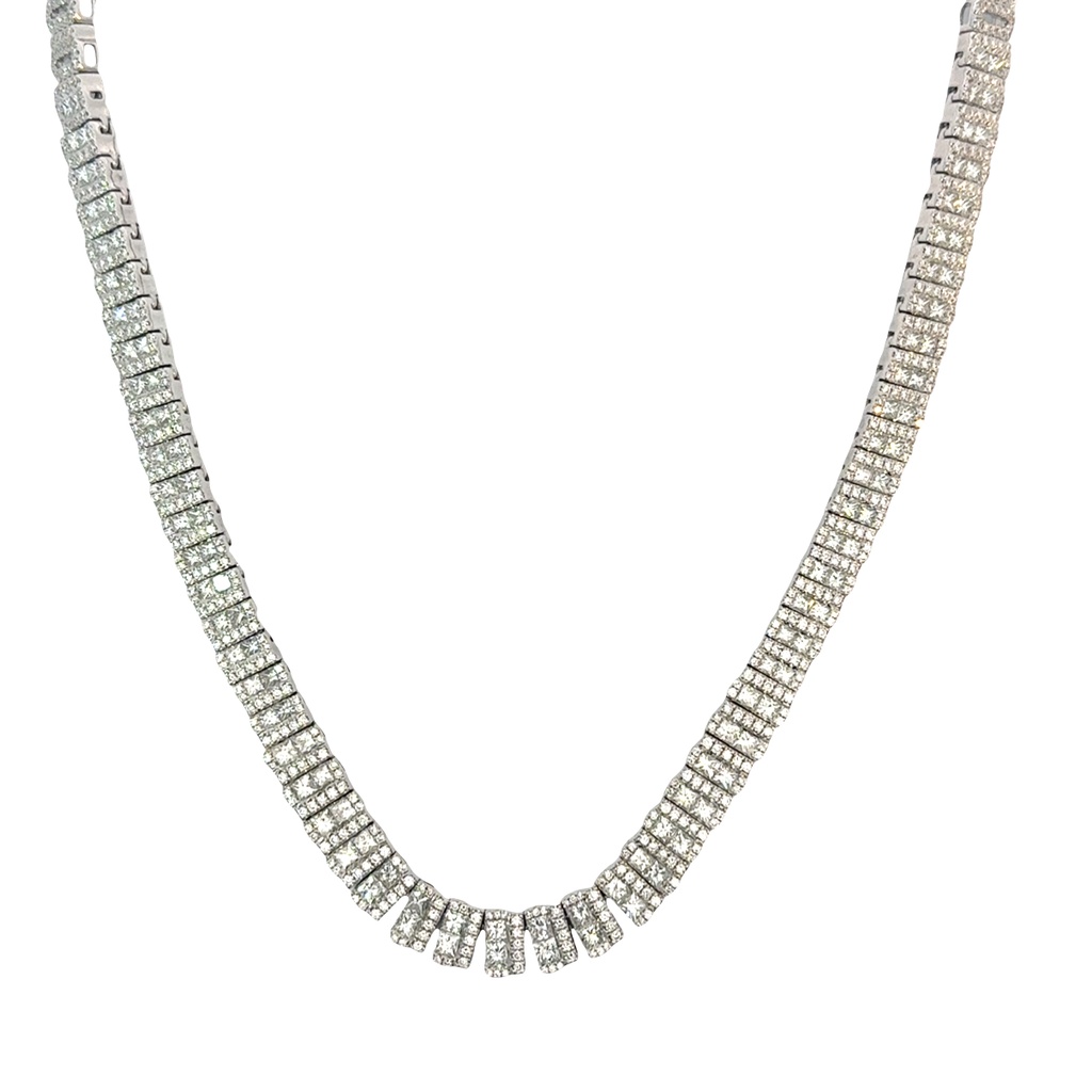 18Kt White Gold Necklace With Princess Cut And Round Diamonds Weighing 10.62cttw