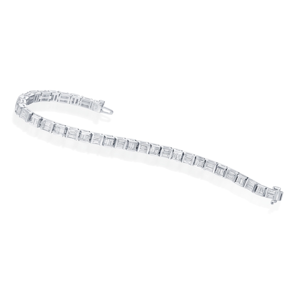 Platinum Tennis Bracelet With (66) Baguette Diamonds Weighing 6.24cttw