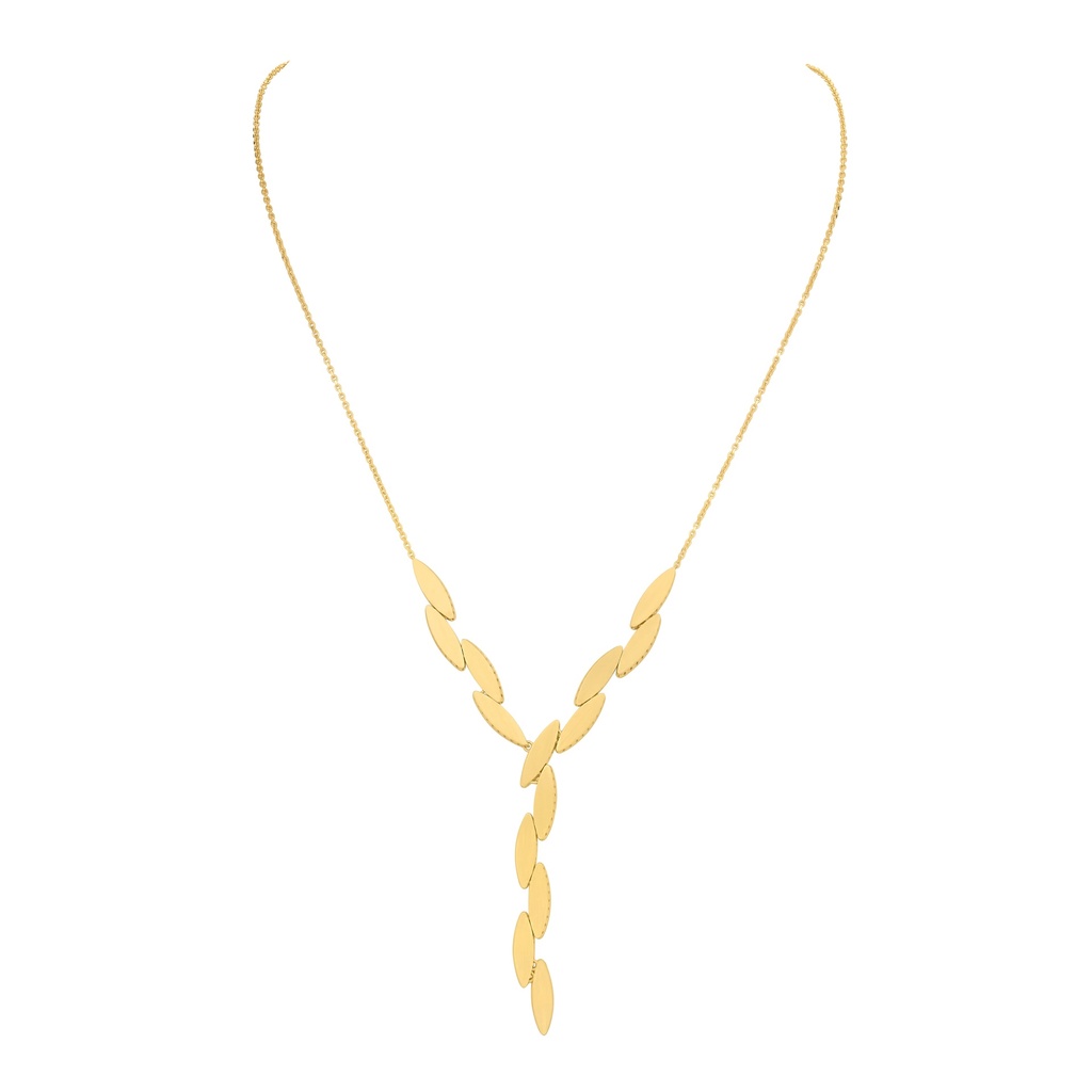 14Kt Yellow Gold Satin/Polished Multi Station Lariat 18"