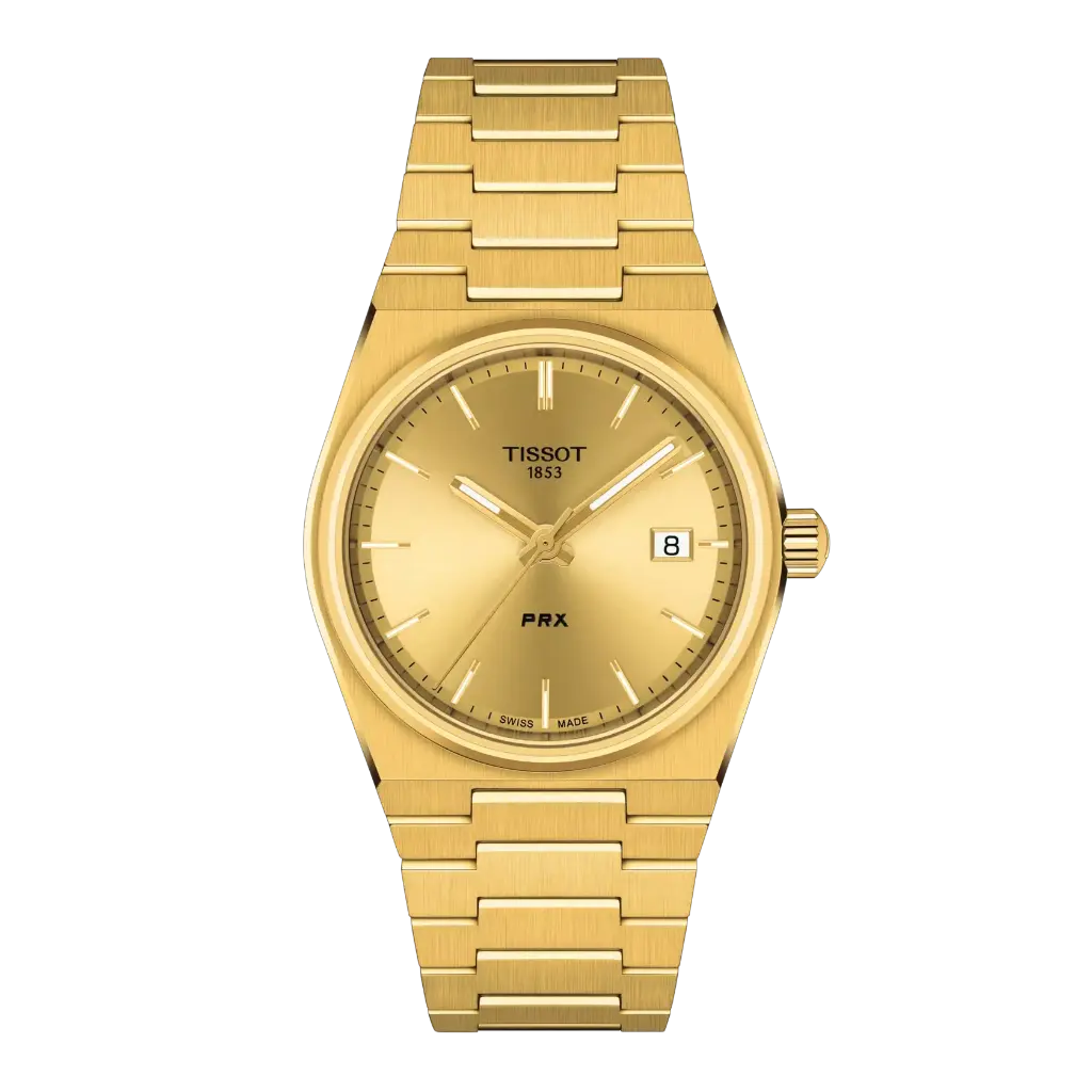 35mm Gold Dial Watch With Stainless Steel Strap