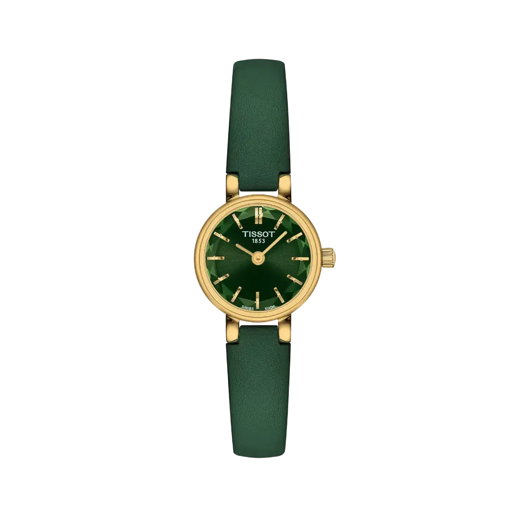 Tissot Lovely Round 19.5mm Green Dial Watch With A Green Leather Strap