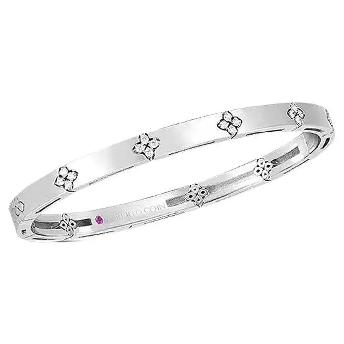 18Kt White Gold Love In Verona Bangle With (20) Round Diamonds Weighing 0.15cttw
