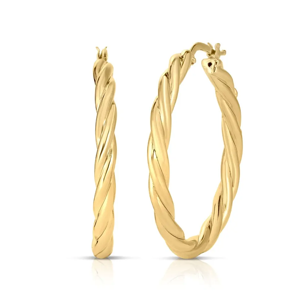 18Kt Yellow Gold Oro Classic Twisted Hoops