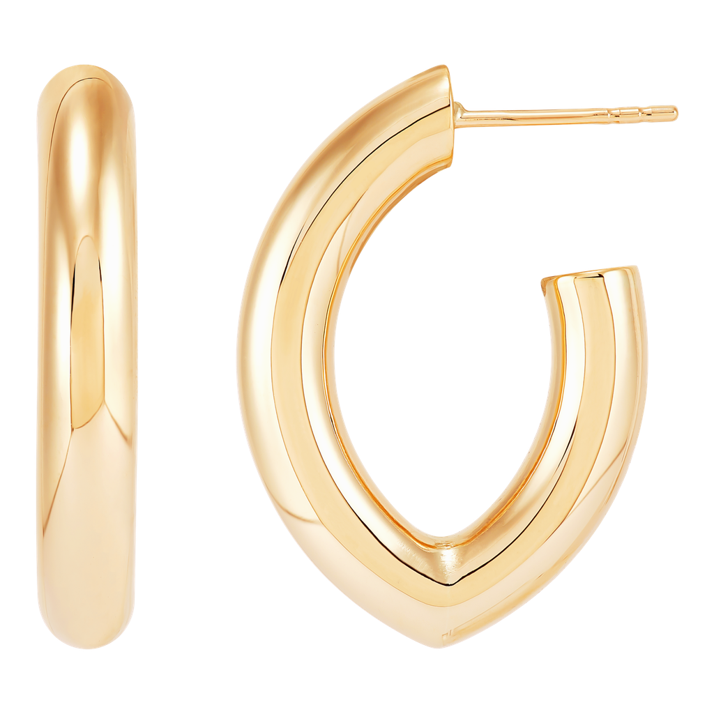 14Kt Yellow Gold Marquise Shaped Hoops