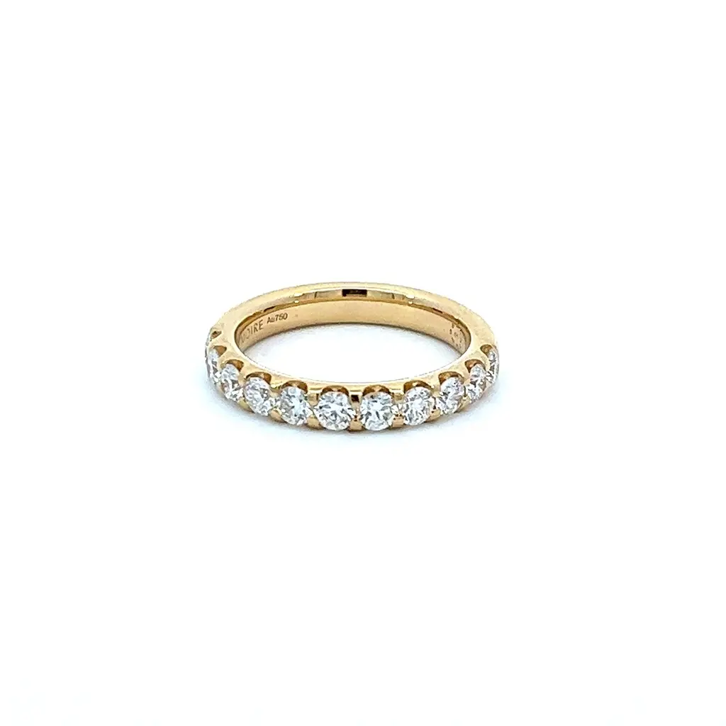 Odessa Eleven Stone Half Eternity Band With Round Diamonds Weighing 1.04cttw In 18Kt Yellow Gold