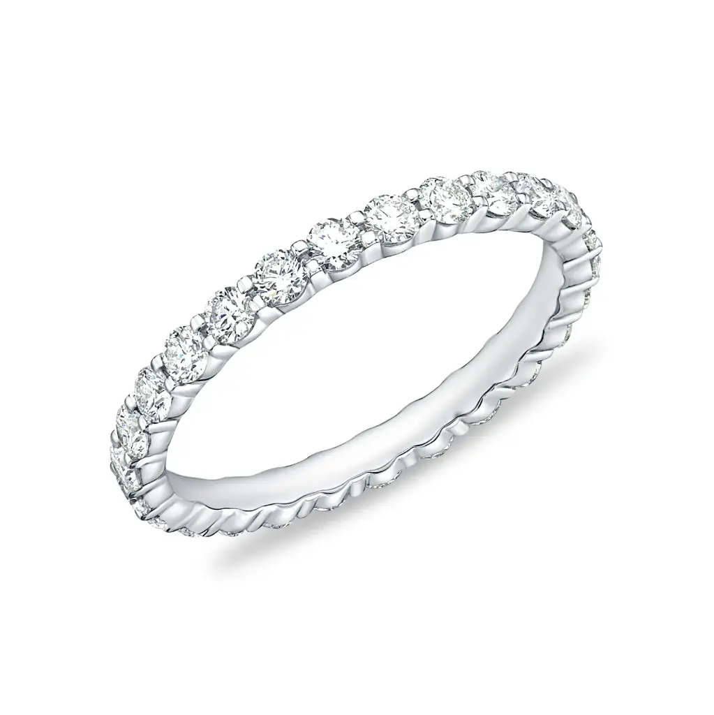 Platinum Petite Prong Eternity Band With (24) Round Diamonds Weighing 0.93cttw