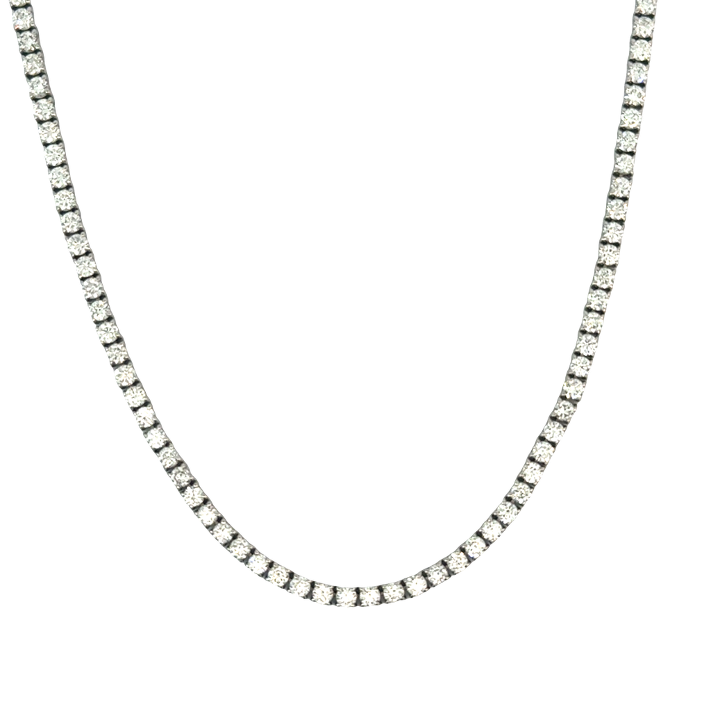 Tennis Necklace With (161) Round Diamonds Weighing 7.14cttw In 14Kt White Gold 