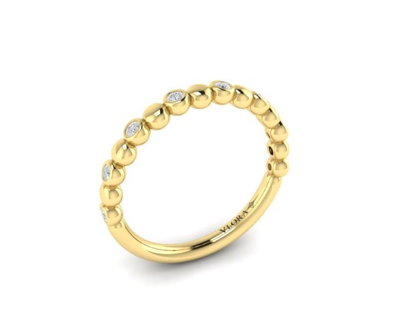Bezel Stackable Band With (8) Round Diamonds Weighing 0.14cttw In 18Kt Yellow Gold