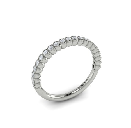 Milgrain Bezel Stackable Band With (21) Round Diamonds Weighing 0.23cttw In Platinum