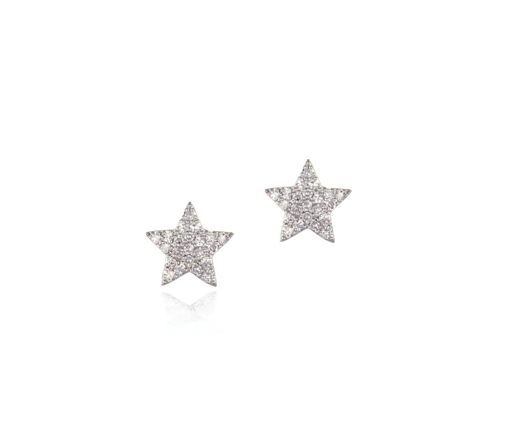 Infinity Mini Star Earrings With (44) Round Diamonds Weighing 0.24cttw In 14Kt Yellow Gold