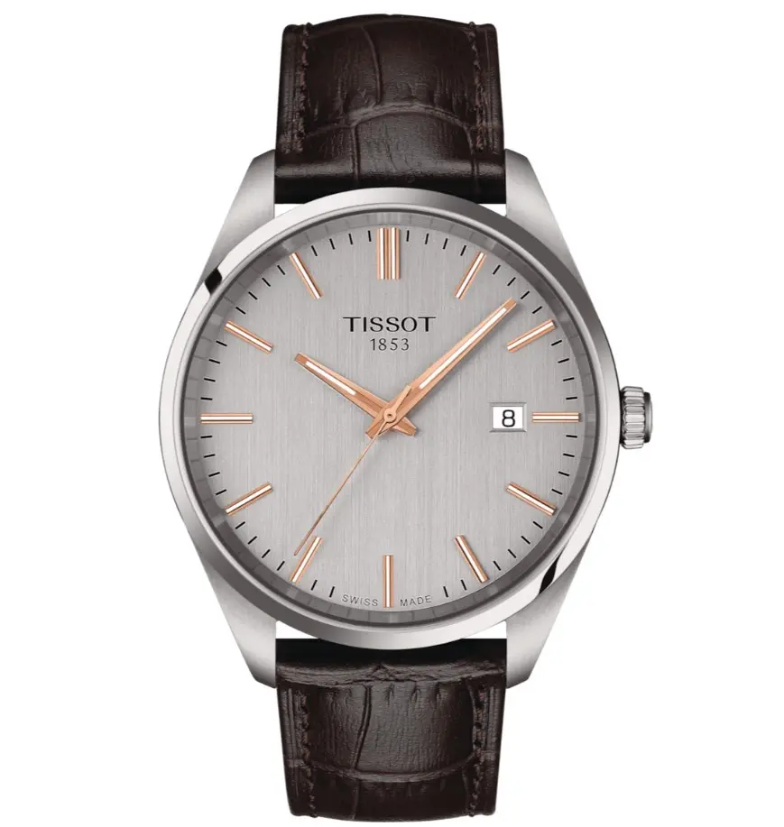 40mm PR 100 Silver Dial Quartz Watch With A Brown Leather Strap
