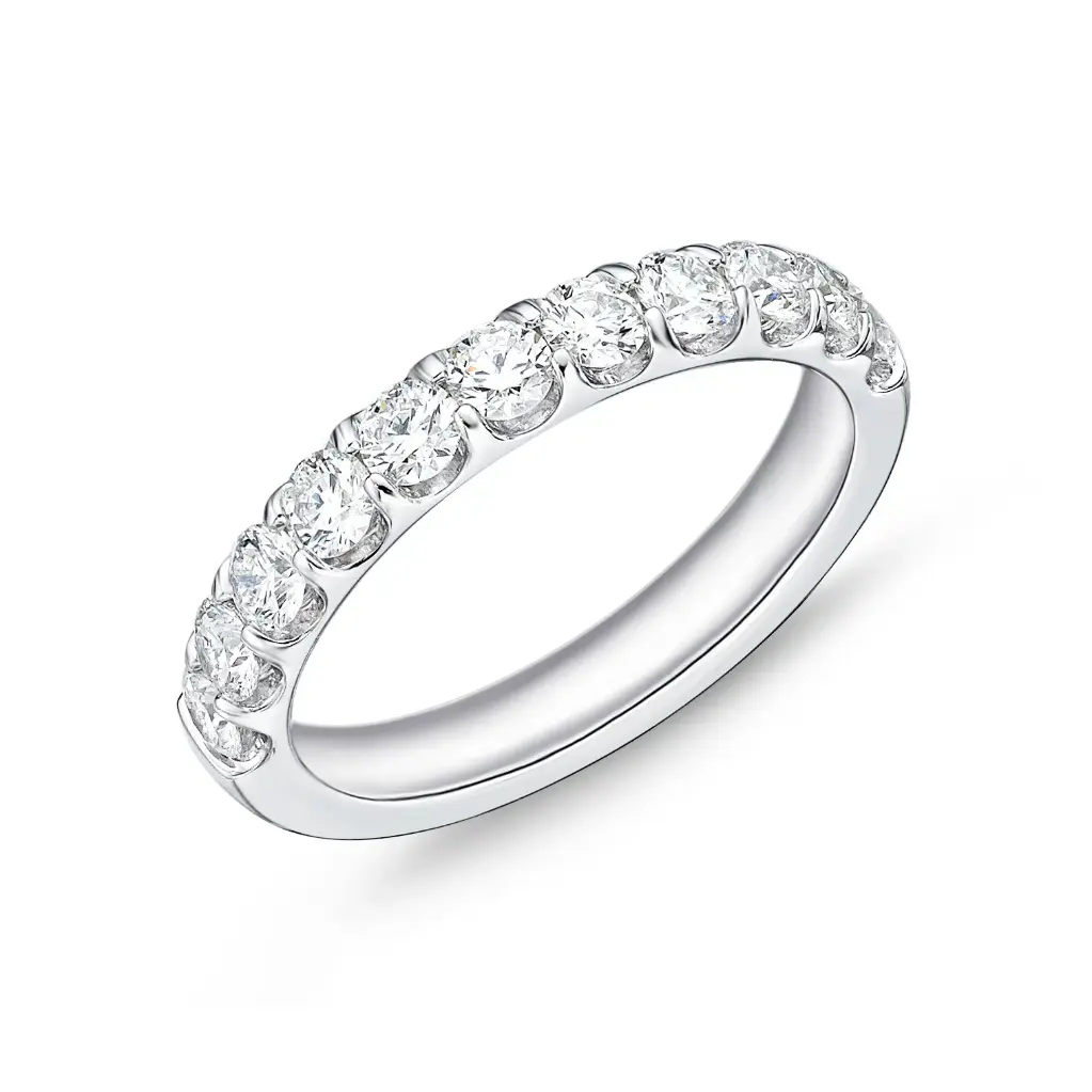 Odessa Band With (11) Round Diamonds Weighing 1.08cttw In 18Kt White Gold Sz4.25