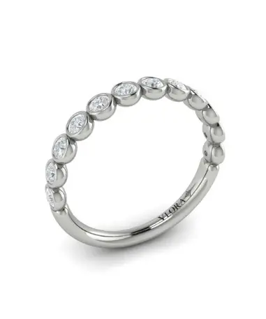 Bezel Set Band With (12) Round Diamonds Weighing 0.51cttw In Platinum