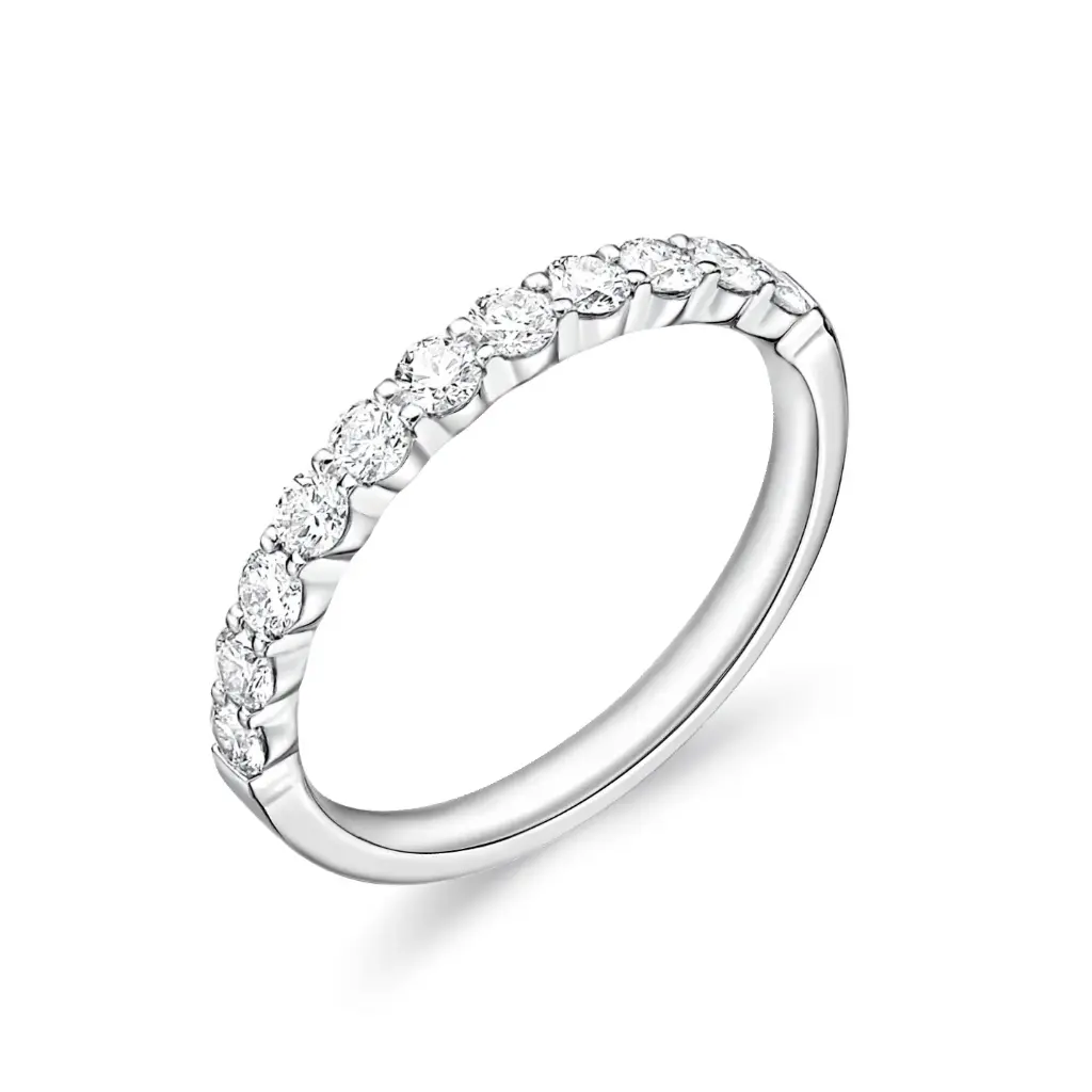 Petite Prong Half Eternity Band With (11) Round Diamonds Weighing 0.55cttw In Platinum