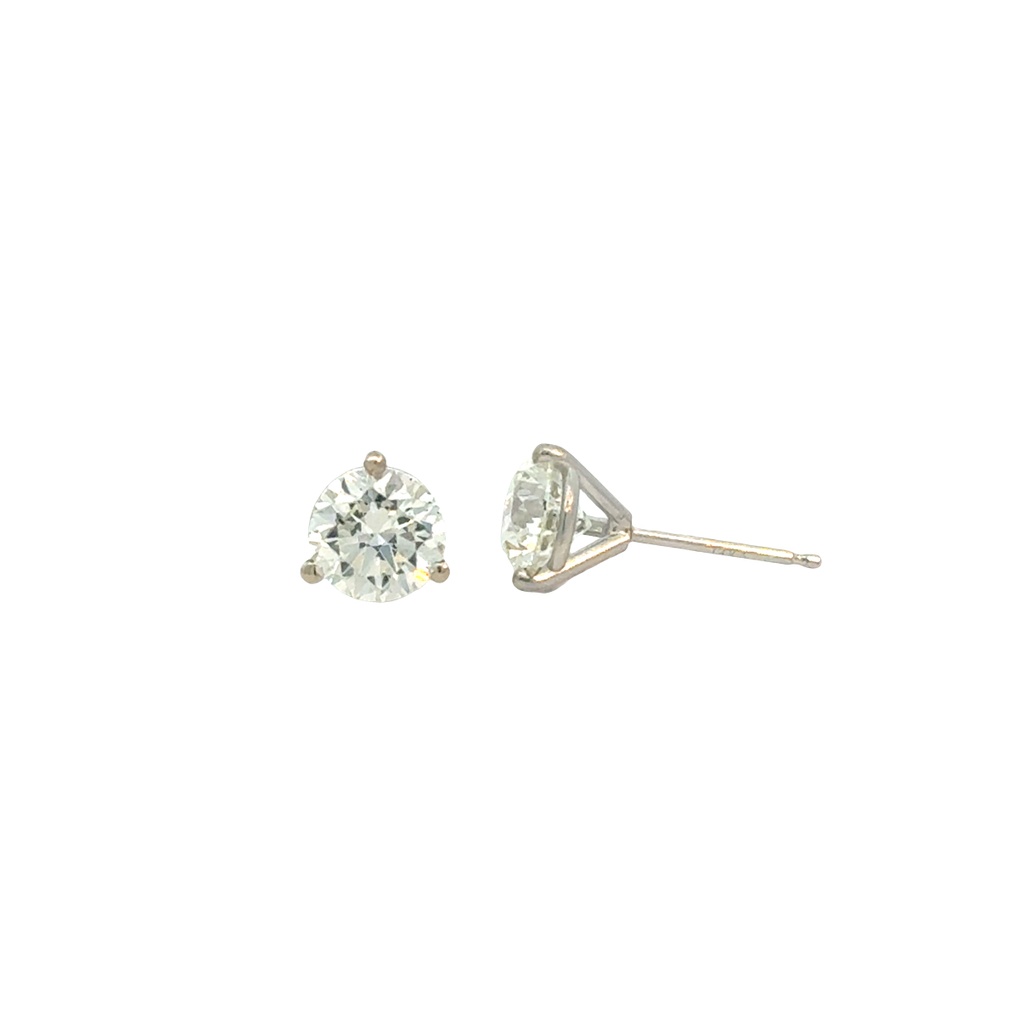 Round Brilliant Cut Diamond Studs 2.00cttw K/SI2 GIA6501042609 GIA7502824686 14Kt White Gold Martini Set Friction Backs