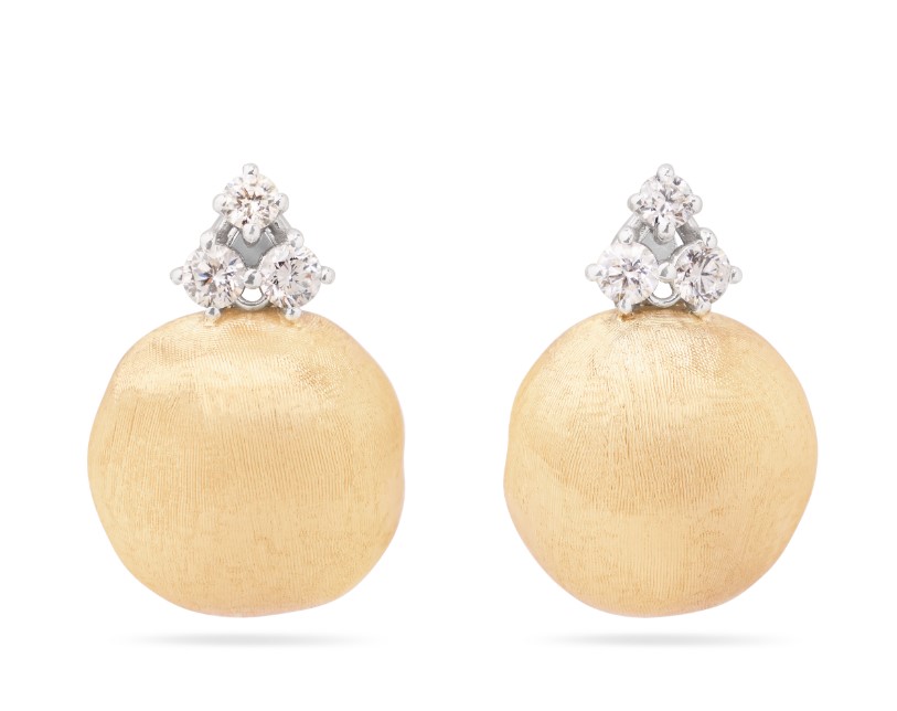 18Kt Two Toned Africa Diamond Drop Earrings 0.44cttw 