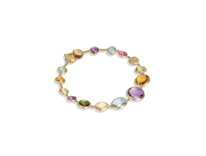 18Kt Yellow Gold Jaipur Strand Bracelet With Multi Colored Gemstones 7.25" 