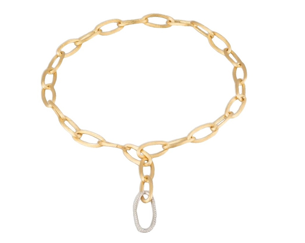 18Kt Two Toned Jaipur Lariat With A Pave Link Weighing 1.13cttw 18" 