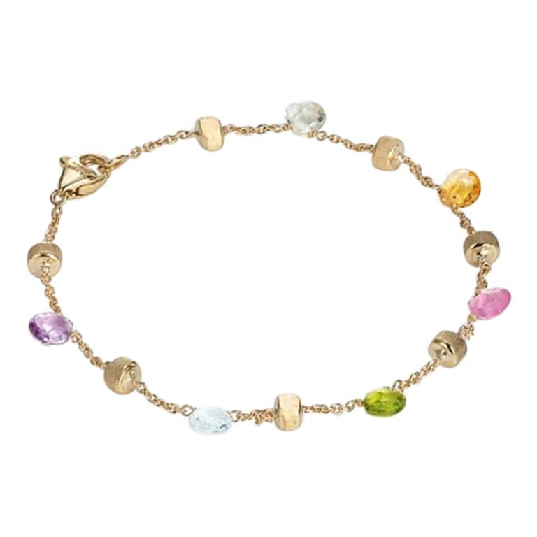 18Kt Yellow Gold Mixed Gemstone Paradise Bracelet 7"