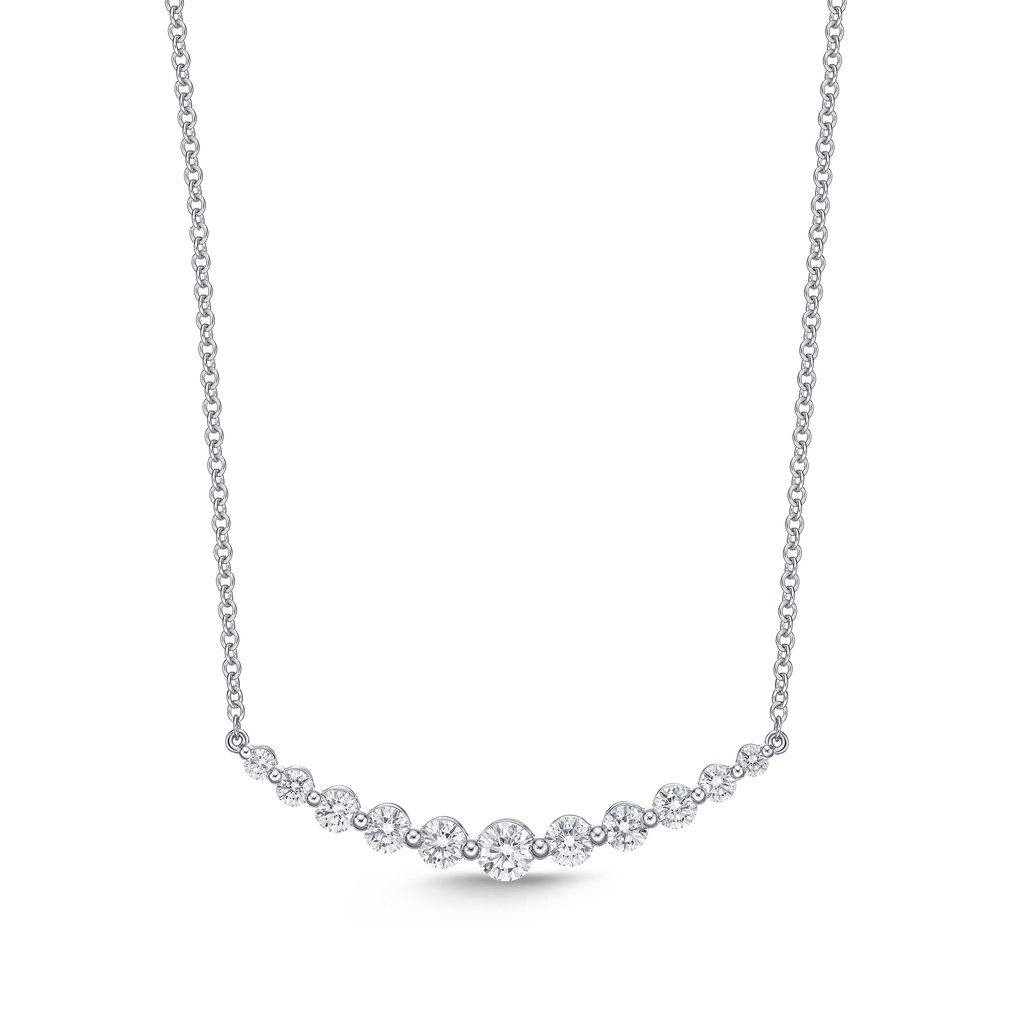 Smile Necklace With (11) Round Diamonds Weighing 1.12cttw In 18Kt White Gold