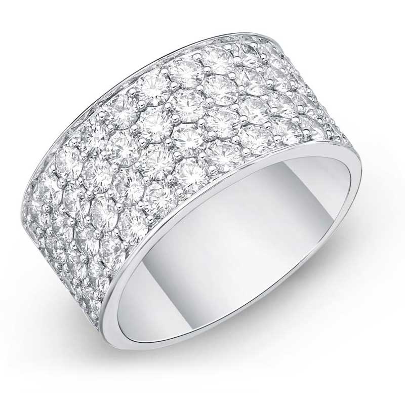 18Kt White Gold Diamond Pave Silk Band Ring 1.62cttw 